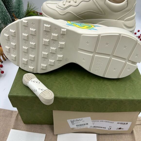 Men’s Gucci Rython star logo leather sneakers, size 9.5 made in Italy. - Picture 7 of 9